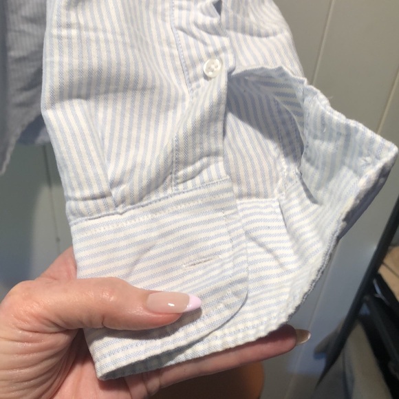 J Crew Flex Oxford light blue and white strip button down 100 cotton S - Picture 4 of 7